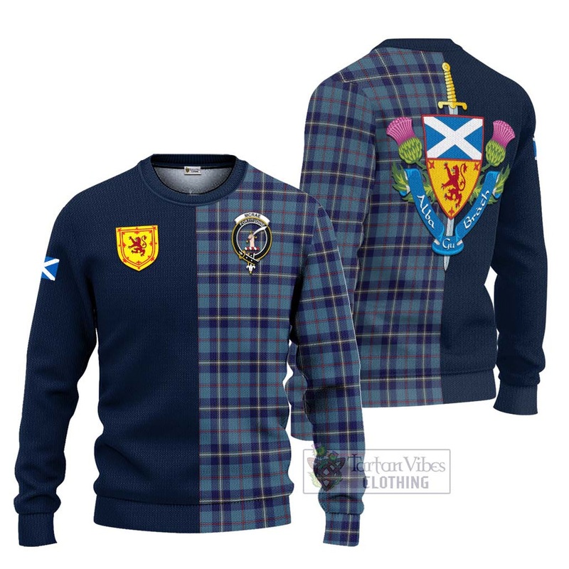McRae of America Tartan Ugly Sweater with Scottish Lion Royal Arm Half Style