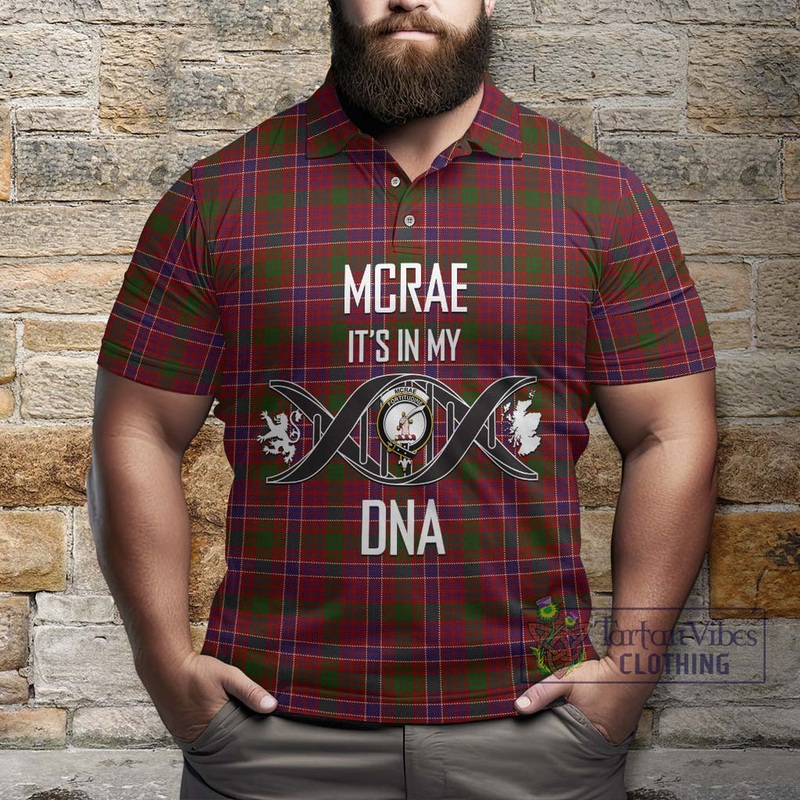 McRae Red Tartan Polo Shirt with Family Crest DNA In Me Style