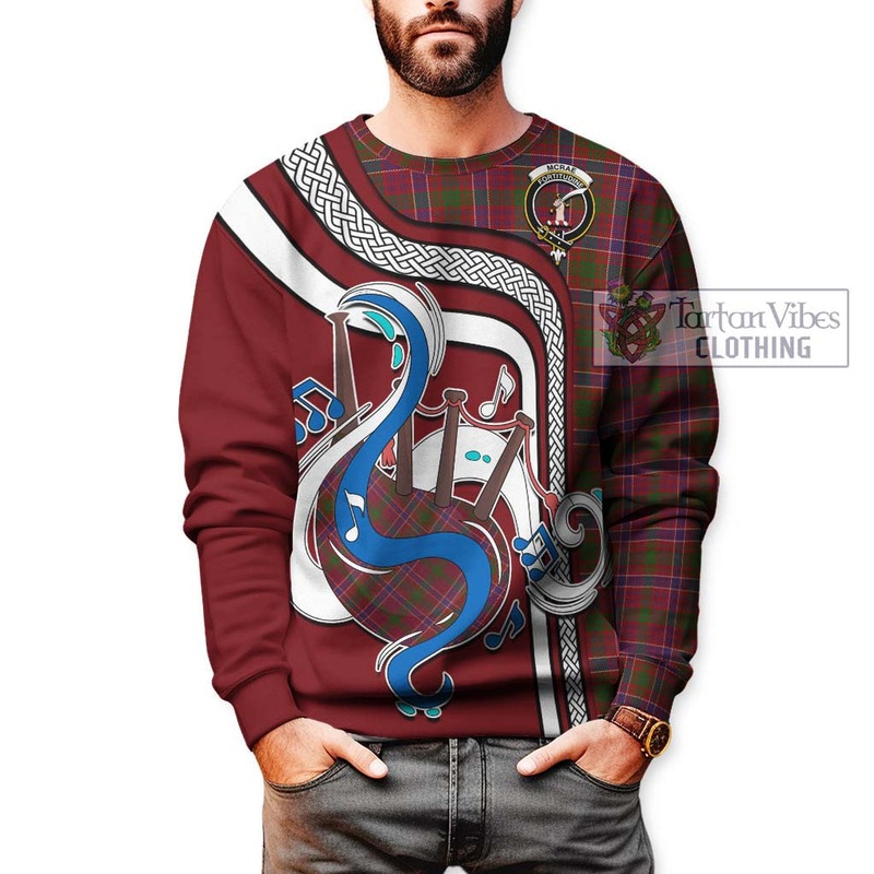 McRae Red Tartan Sweatshirt with Epic Bagpipe Style