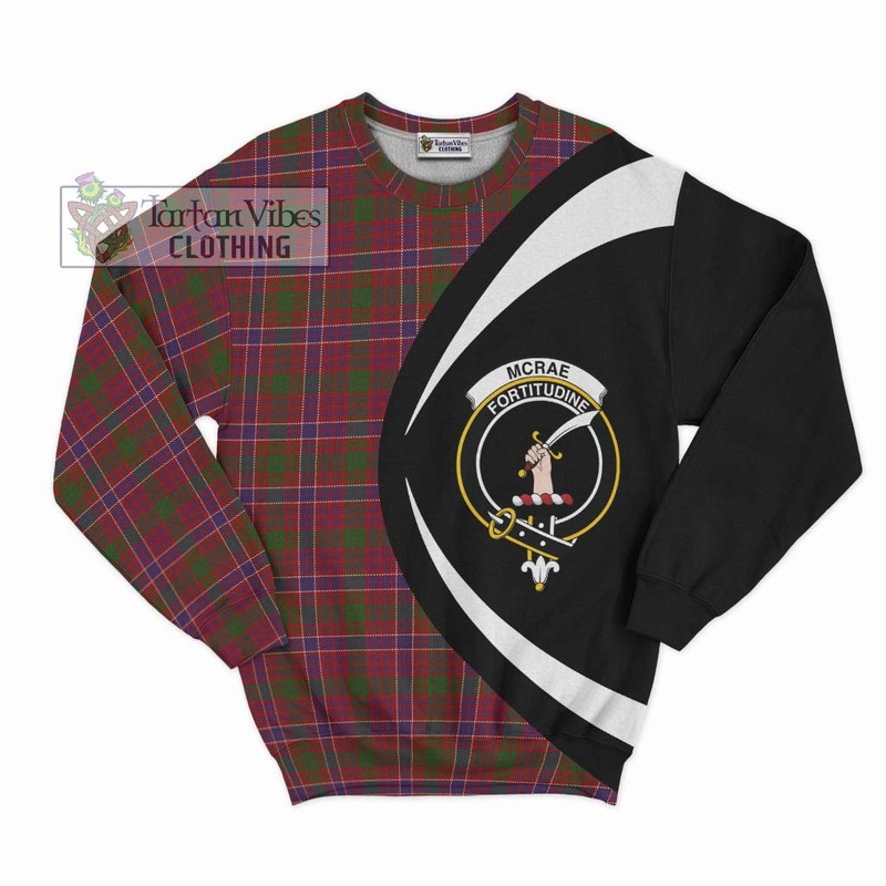 McRae Red Tartan Sweatshirt with Family Crest Circle Style