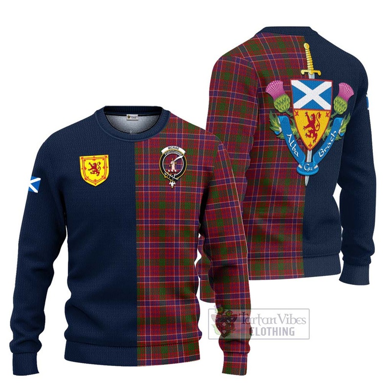 McRae Red Tartan Ugly Sweater with Scottish Lion Royal Arm Half Style