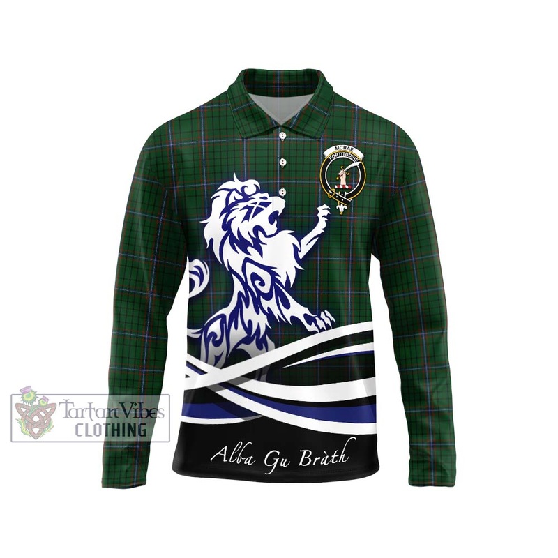 McRae Tartan Long Sleeve Polo Shirt with Alba Gu Brath Regal Lion Emblem