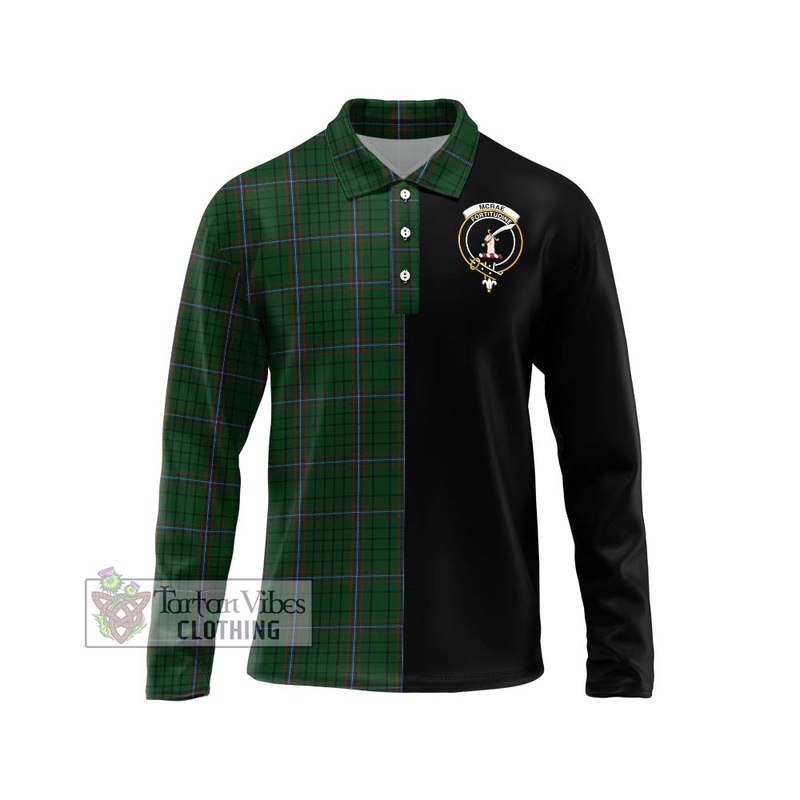 McRae Tartan Long Sleeve Polo Shirt with Family Crest and Half Of Me Style