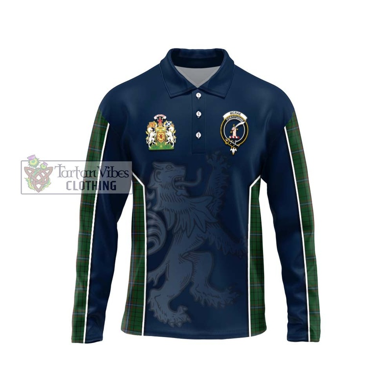 McRae Tartan Long Sleeve Polo Shirt with Family Crest and Lion Rampant Vibes Sport Style