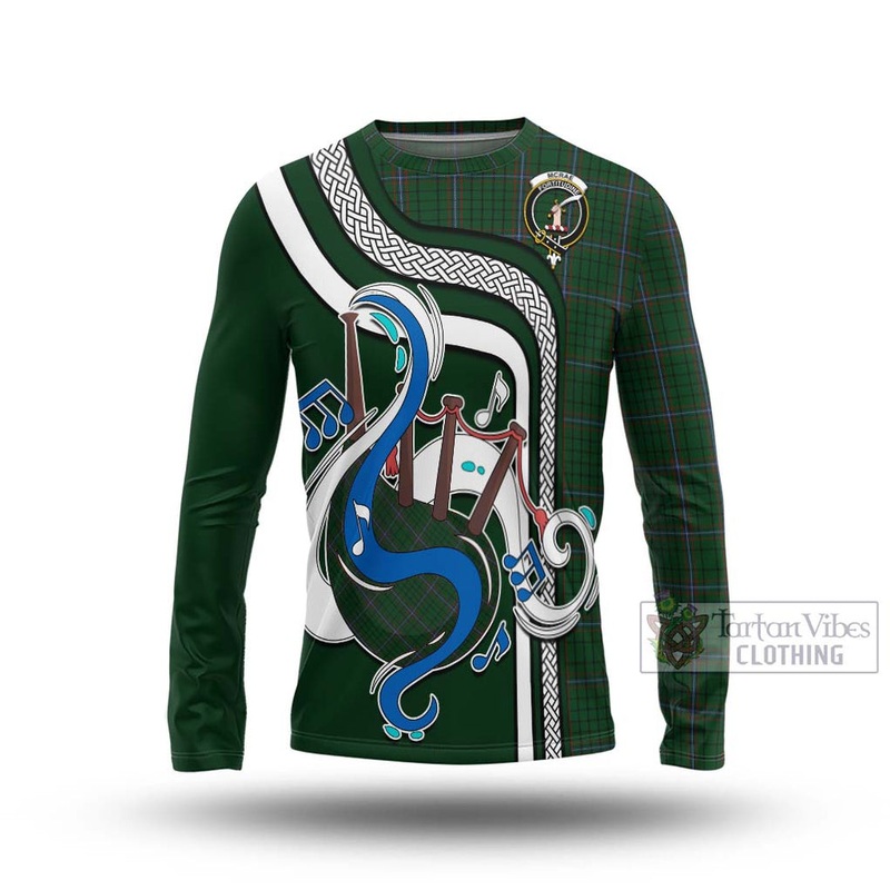 McRae Tartan Long Sleeve T-Shirt with Epic Bagpipe Style