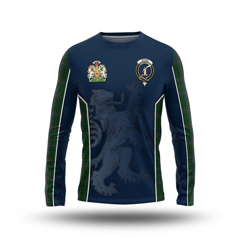 McRae Tartan Long Sleeve T-Shirt with Family Crest and Lion Rampant Vibes Sport Style