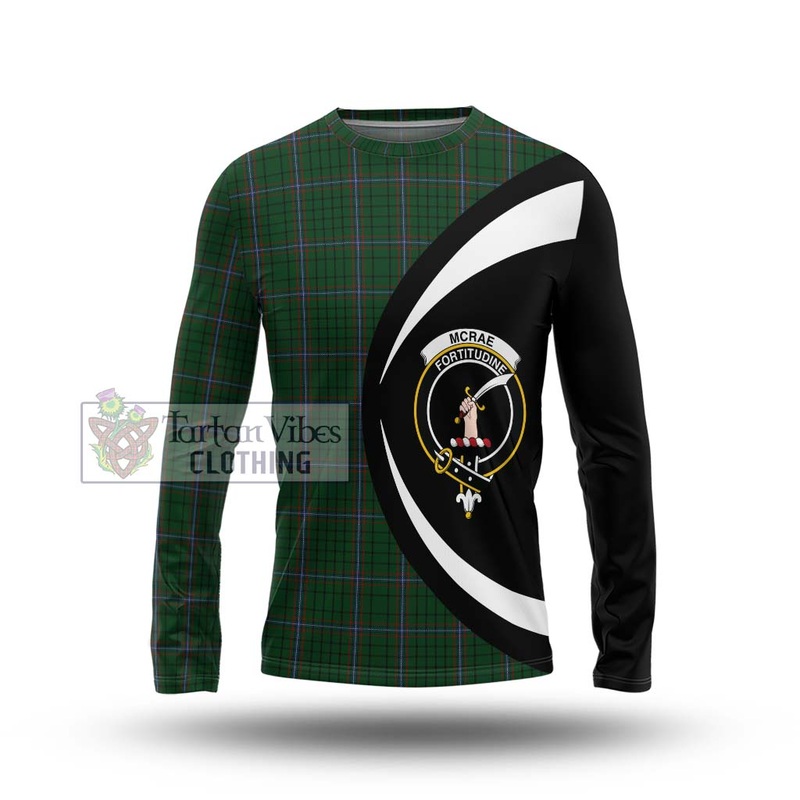 McRae Tartan Long Sleeve T-Shirt with Family Crest Circle Style