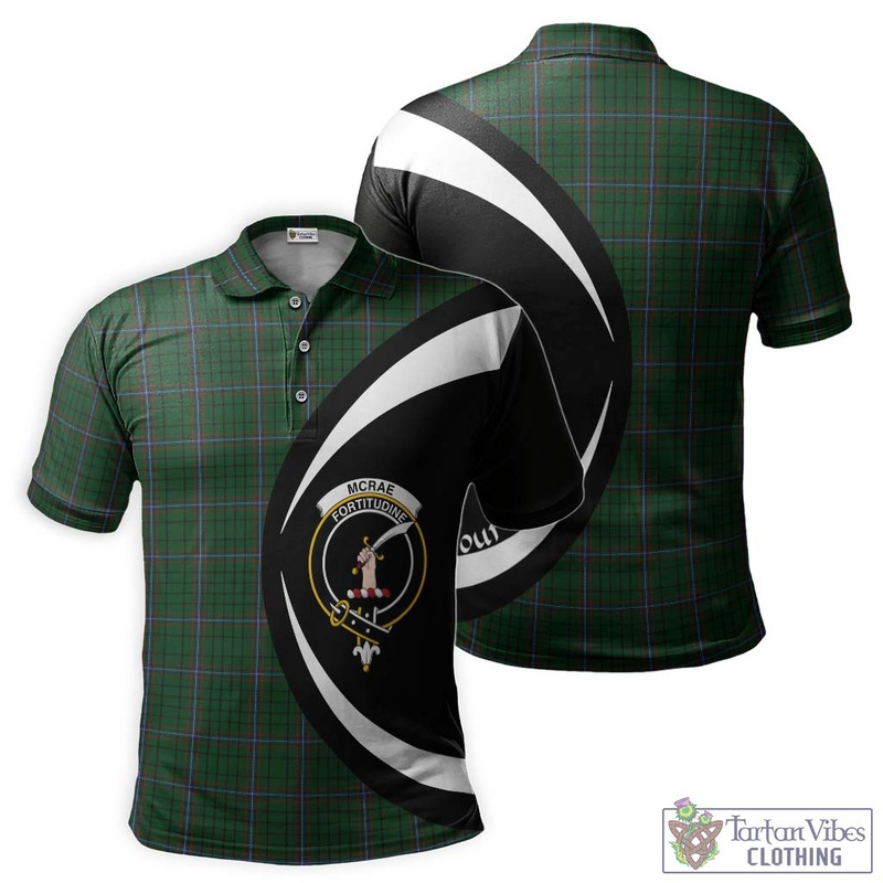 McRae Tartan Men's Polo Shirt with Family Crest Circle Style