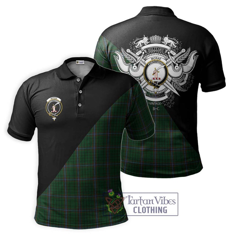 McRae Tartan Polo Shirt with Family Crest and Military Logo Style