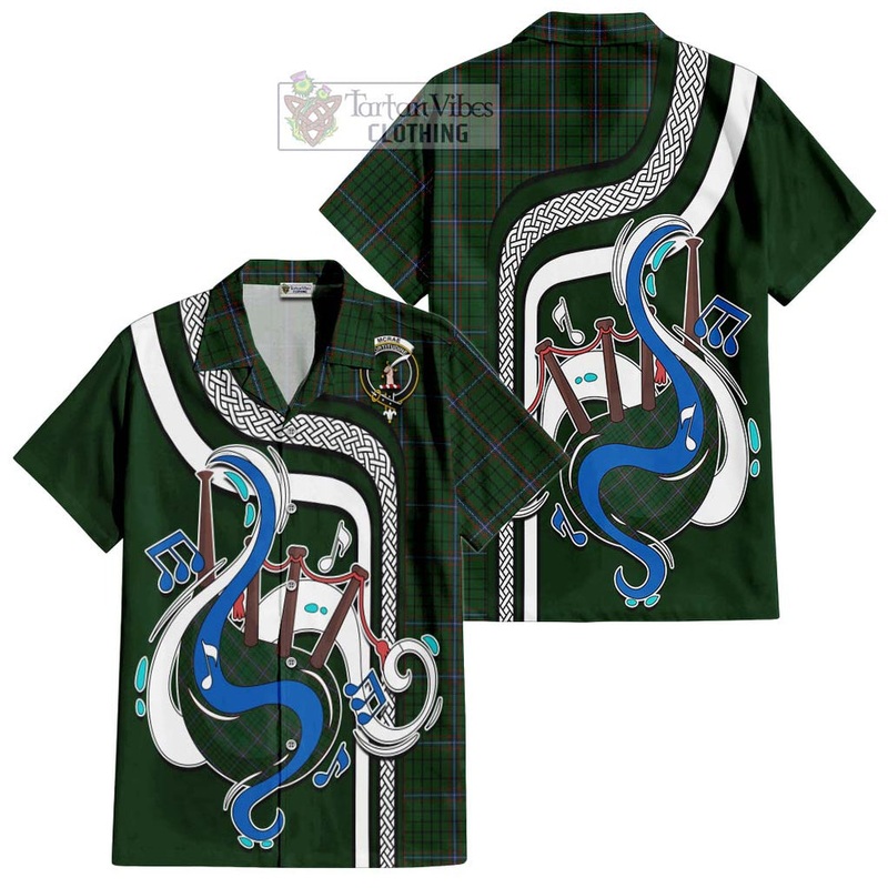 McRae Tartan Short Sleeve Button Shirt with Epic Bagpipe Style