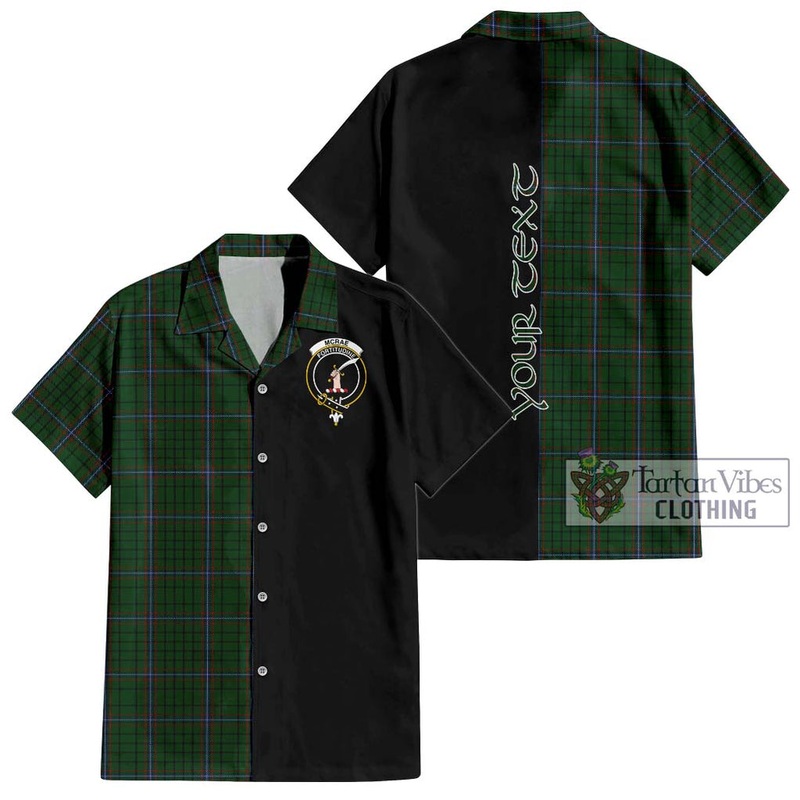 McRae Tartan Short Sleeve Button Shirt with Family Crest and Half Of Me Style