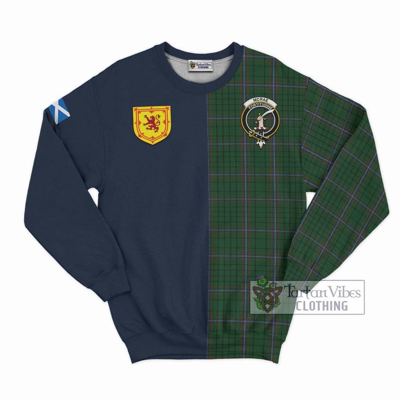 McRae Tartan Sweatshirt Alba with Scottish Lion Royal Arm Half Style