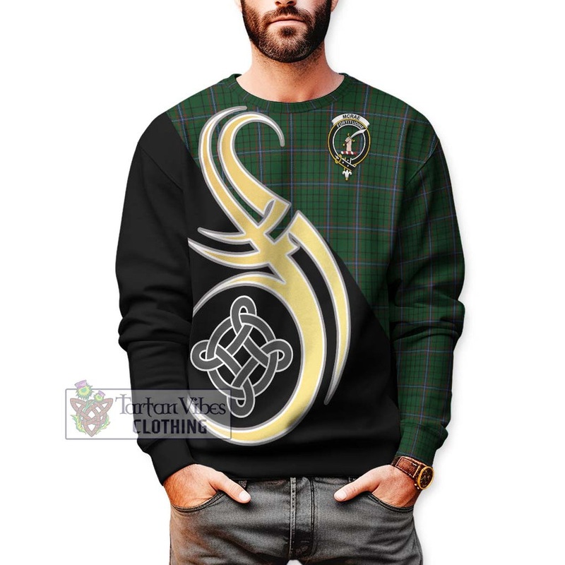 McRae Tartan Sweatshirt with Family Crest and Celtic Symbol Style