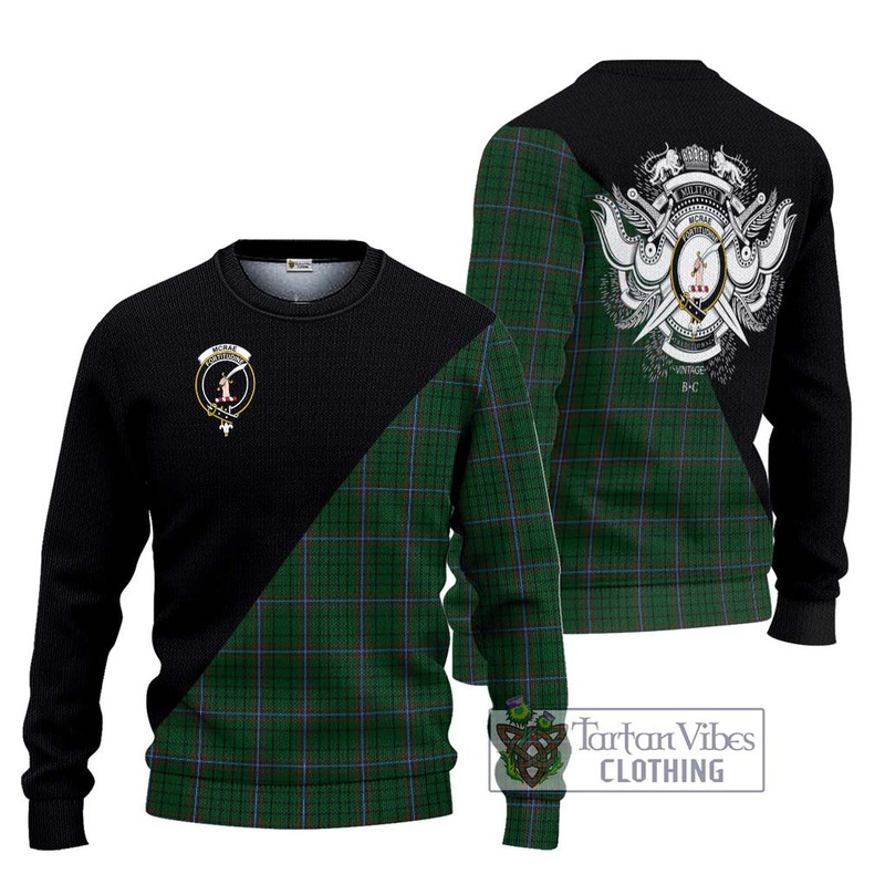 McRae Tartan Ugly Sweater with Family Crest and Military Logo Style
