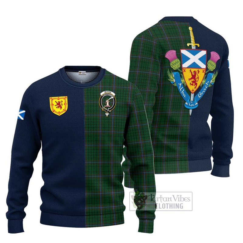 McRae Tartan Ugly Sweater with Scottish Lion Royal Arm Half Style