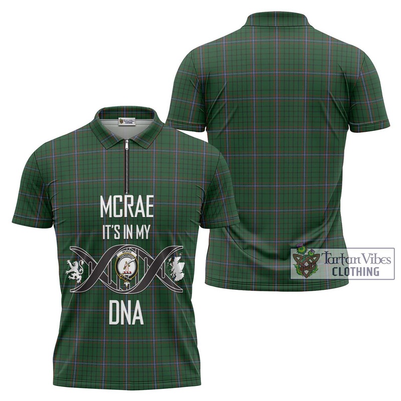 McRae Tartan Zipper Polo Shirt with Family Crest DNA In Me Style