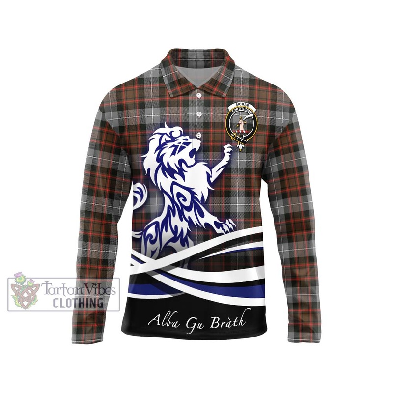 McRae Hunting Weathered Tartan Long Sleeve Polo Shirt with Alba Gu Brath Regal Lion Emblem