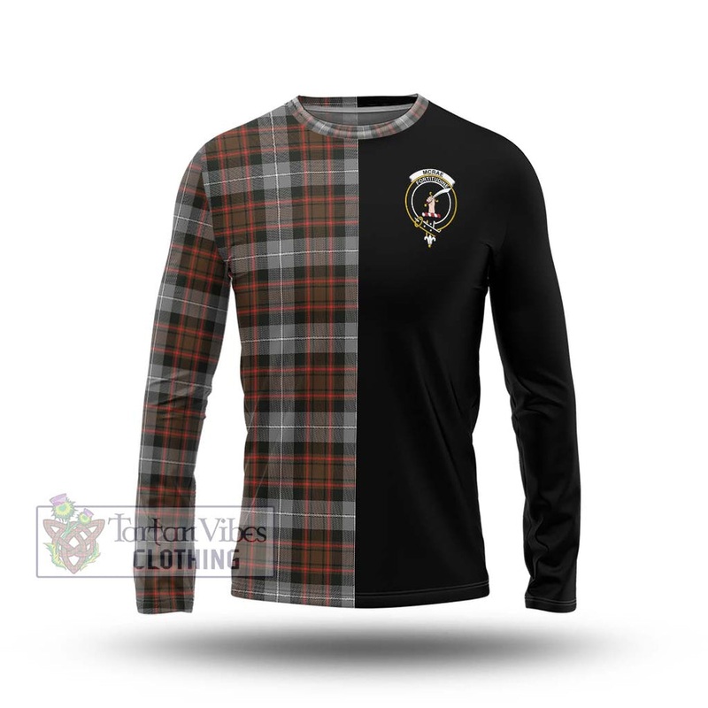 McRae Hunting Weathered Tartan Long Sleeve T-Shirt with Family Crest and Half Of Me Style