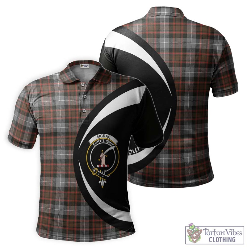 McRae Hunting Weathered Tartan Men's Polo Shirt with Family Crest Circle Style