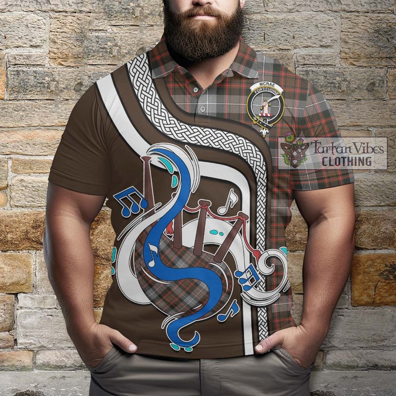 McRae Hunting Weathered Tartan Polo Shirt with Epic Bagpipe Style