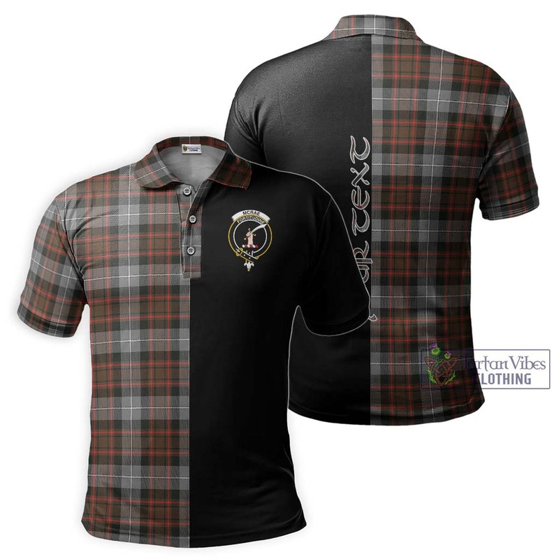 McRae Hunting Weathered Tartan Polo Shirt with Family Crest and Half Of Me Style