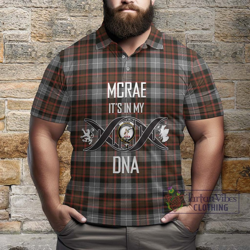 McRae Hunting Weathered Tartan Polo Shirt with Family Crest DNA In Me Style