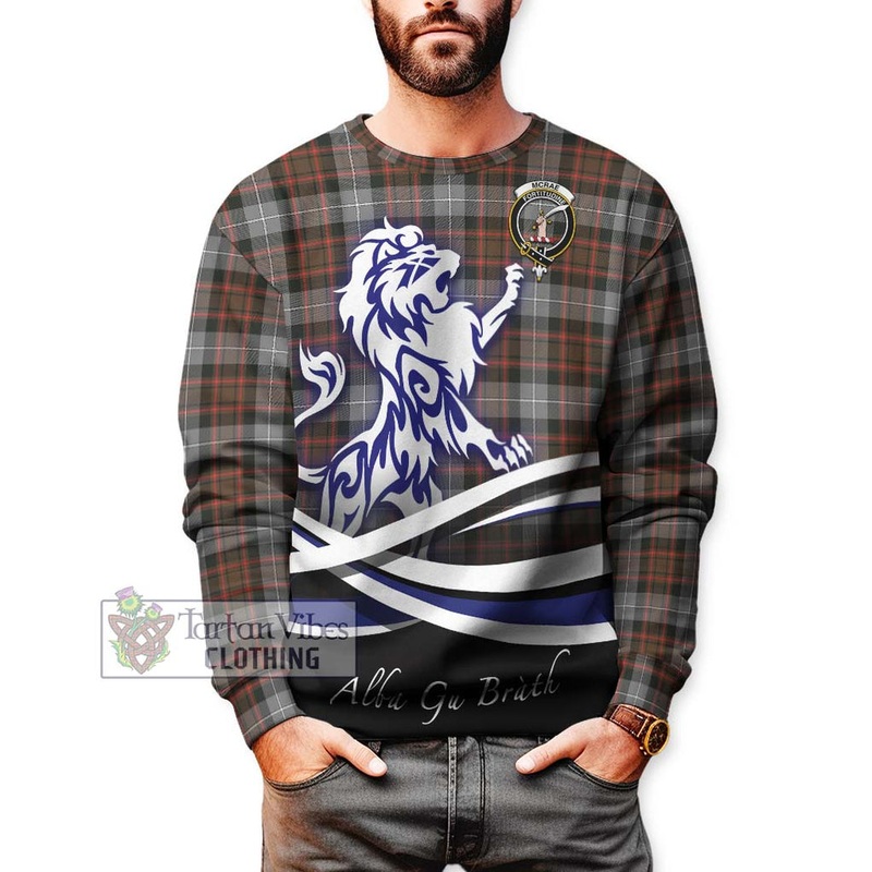 McRae Hunting Weathered Tartan Sweatshirt with Alba Gu Brath Regal Lion Emblem