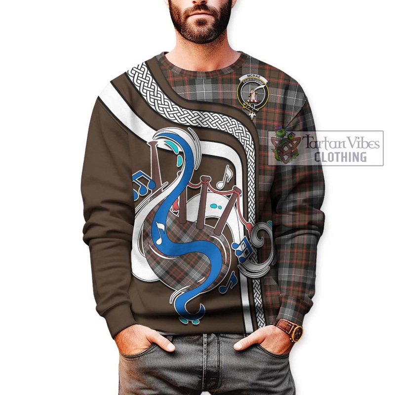 McRae Hunting Weathered Tartan Sweatshirt with Epic Bagpipe Style