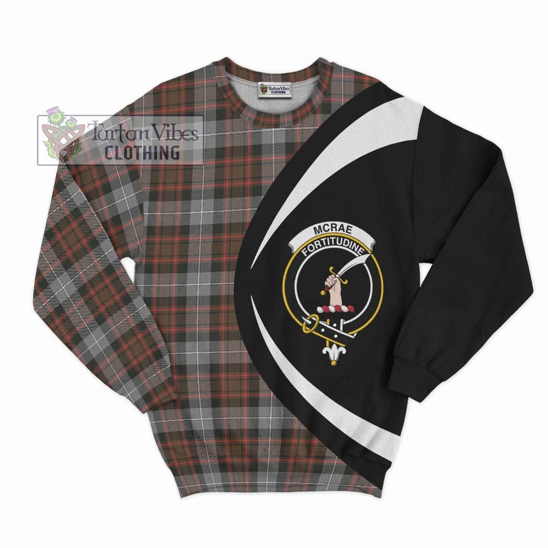 McRae Hunting Weathered Tartan Sweatshirt with Family Crest Circle Style