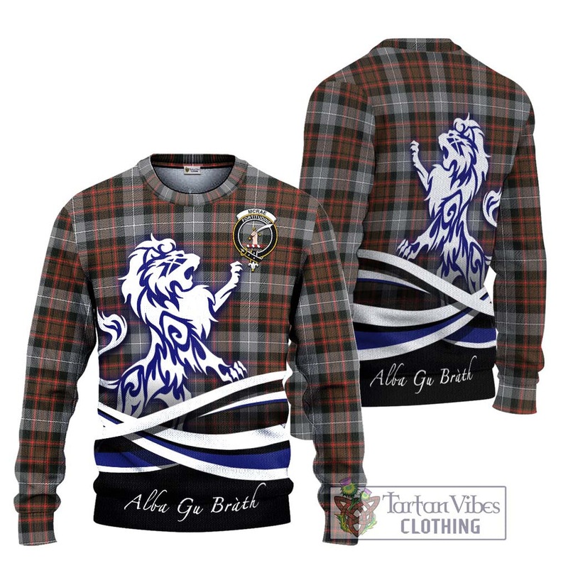 McRae Hunting Weathered Tartan Ugly Sweater with Alba Gu Brath Regal Lion Emblem