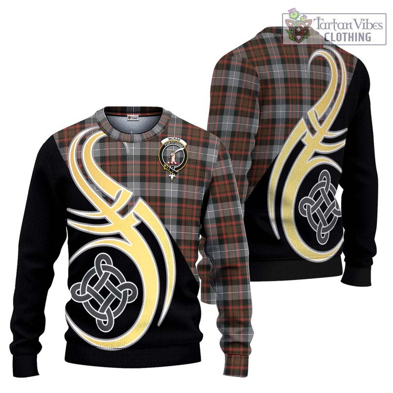 McRae Hunting Weathered Tartan Ugly Sweater with Family Crest and Celtic Symbol Style
