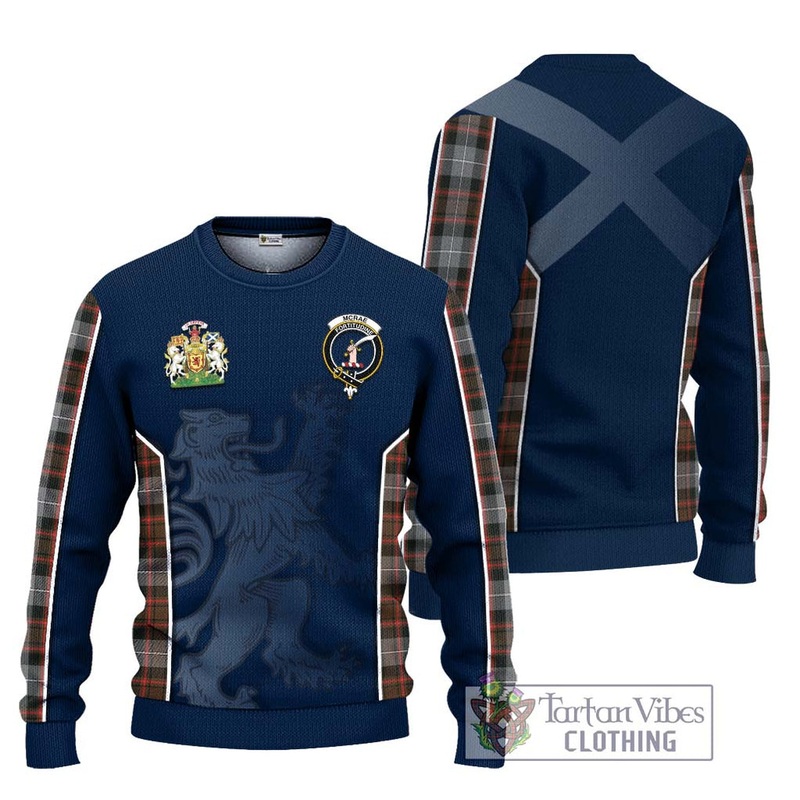 McRae Hunting Weathered Tartan Ugly Sweater with Family Crest and Lion Rampant Vibes Sport Style
