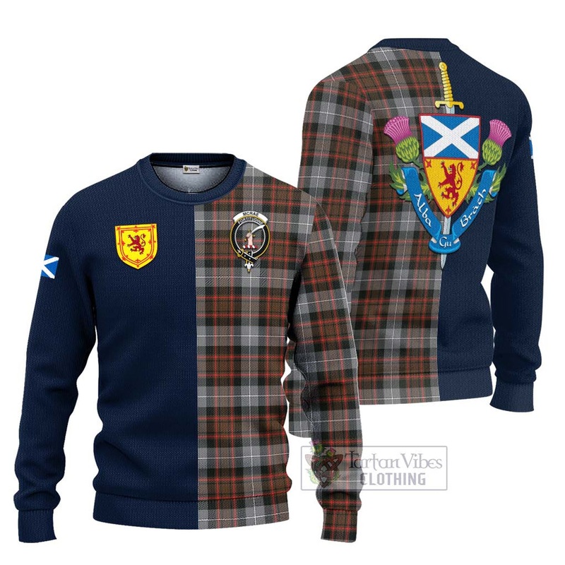 McRae Hunting Weathered Tartan Ugly Sweater with Scottish Lion Royal Arm Half Style