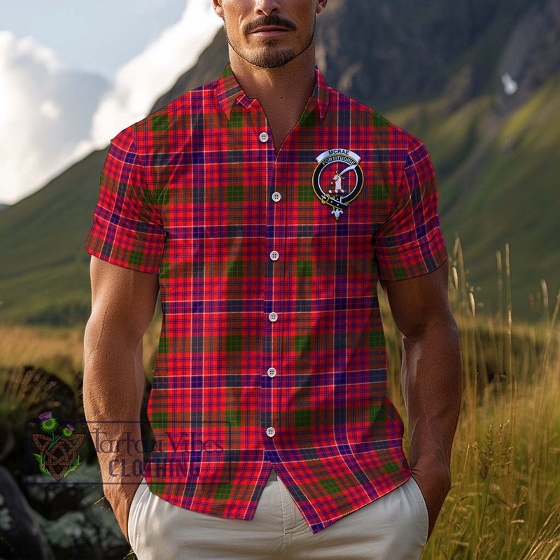 McRae Modern Tartan Cotton Hawaiian Shirt with Family Crest