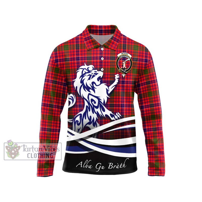 McRae Modern Tartan Long Sleeve Polo Shirt with Alba Gu Brath Regal Lion Emblem