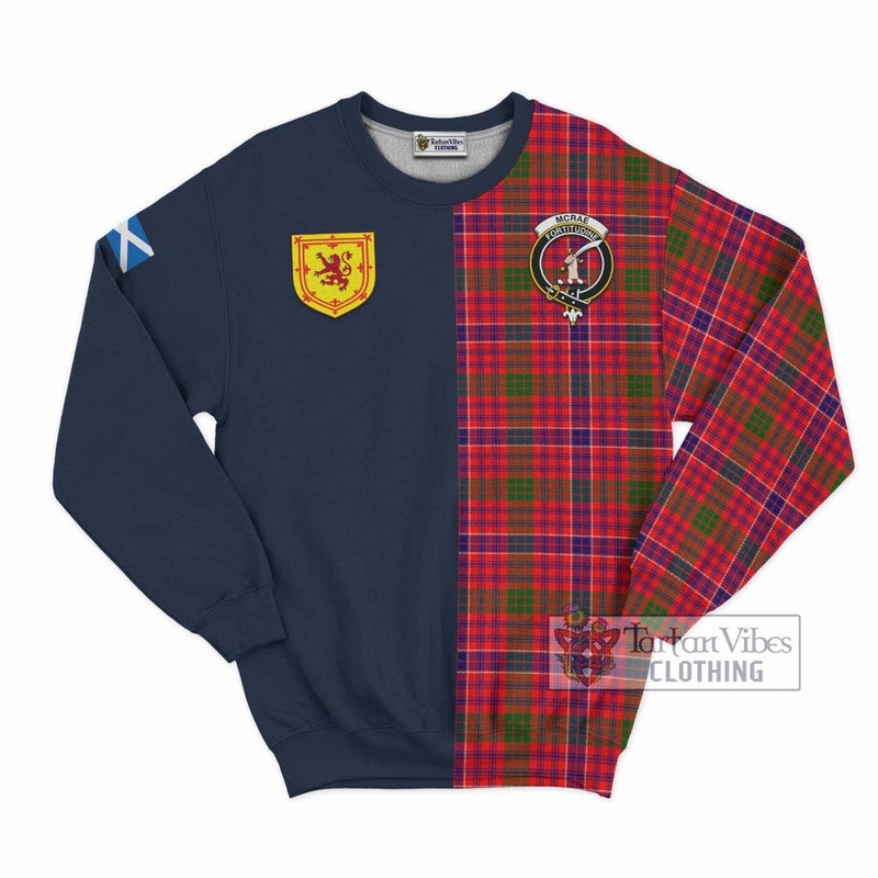 McRae Modern Tartan Sweatshirt Alba with Scottish Lion Royal Arm Half Style