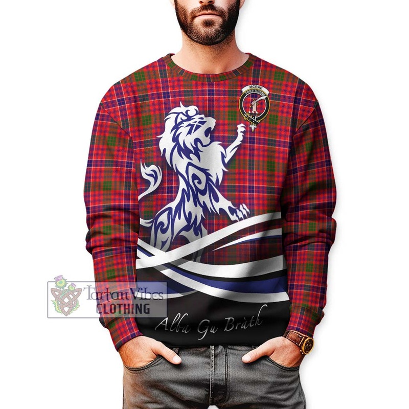 McRae Modern Tartan Sweatshirt with Alba Gu Brath Regal Lion Emblem