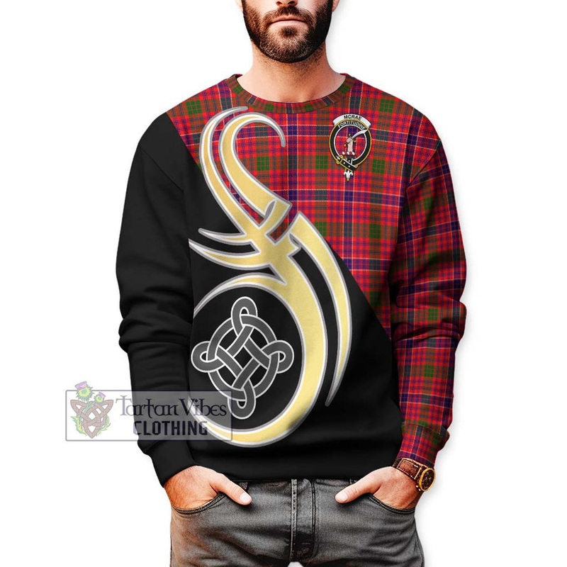McRae Modern Tartan Sweatshirt with Family Crest and Celtic Symbol Style