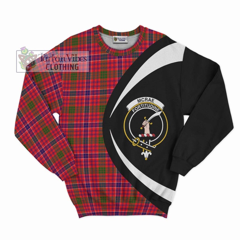 McRae Modern Tartan Sweatshirt with Family Crest Circle Style