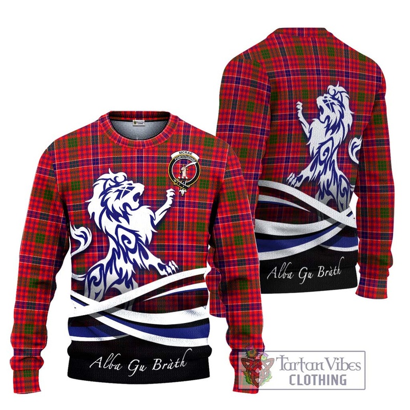 McRae Modern Tartan Ugly Sweater with Alba Gu Brath Regal Lion Emblem