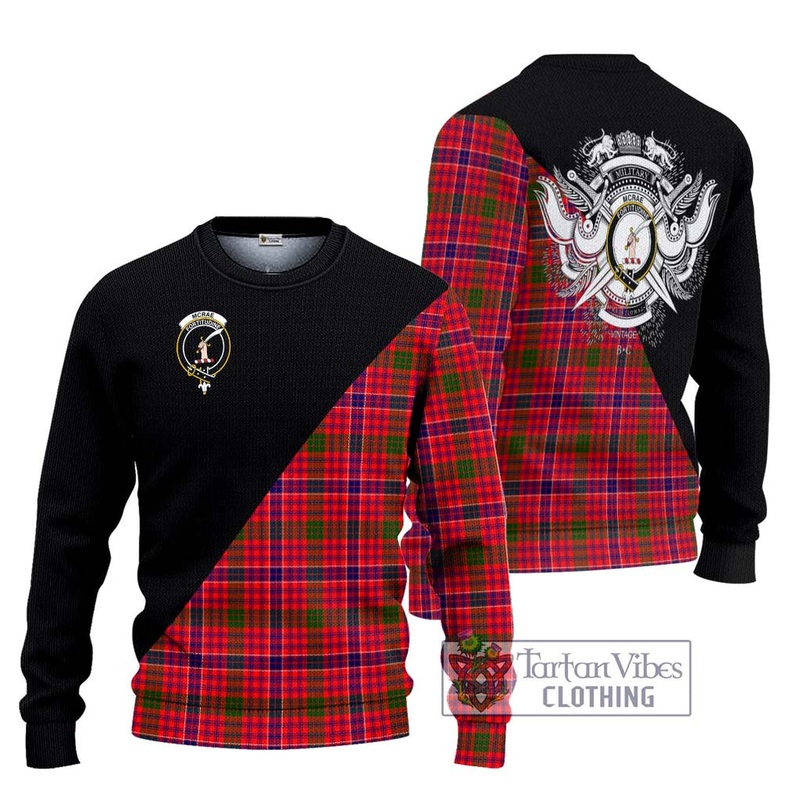 McRae Modern Tartan Ugly Sweater with Family Crest and Military Logo Style