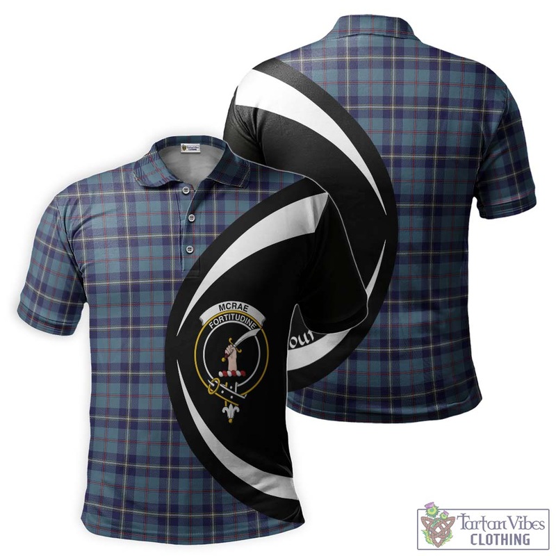 McRae of America Tartan Men's Polo Shirt with Family Crest Circle Style