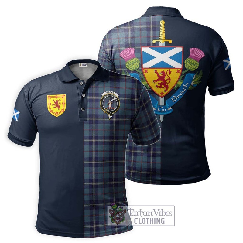 McRae of America Tartan Polo Shirt Alba with Scottish Lion Royal Arm Half Style