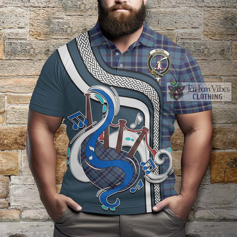 McRae of America Tartan Polo Shirt with Epic Bagpipe Style