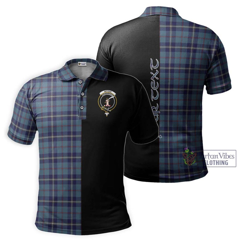 McRae of America Tartan Polo Shirt with Family Crest and Half Of Me Style