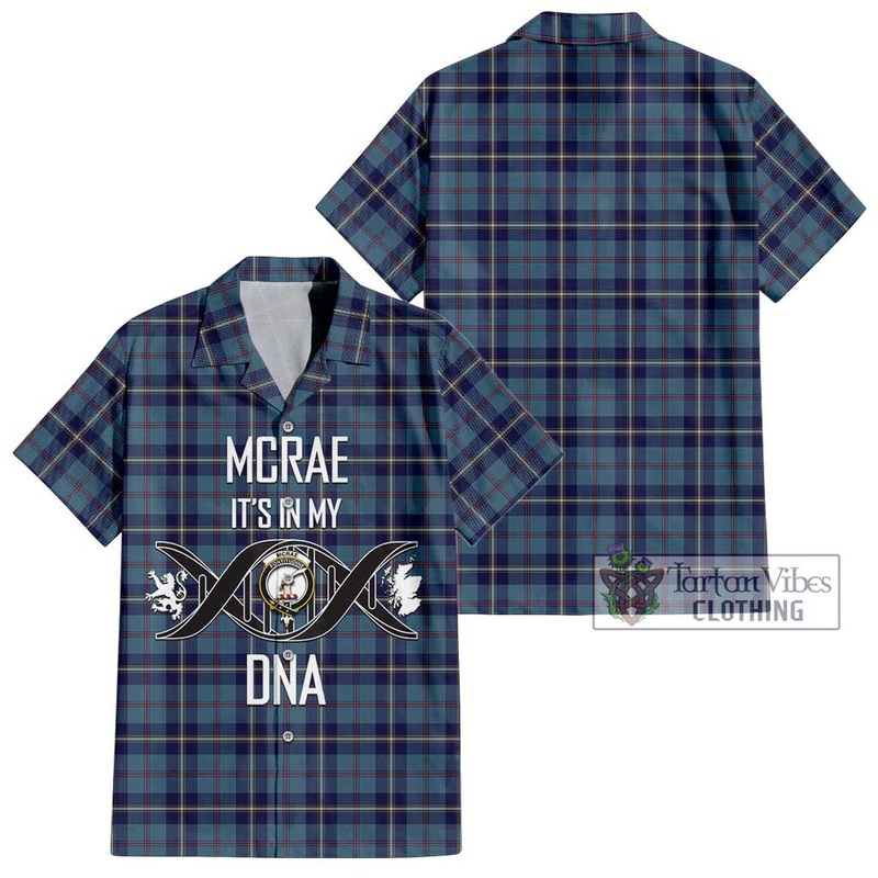 McRae of America Tartan Short Sleeve Button Shirt with Family Crest DNA In Me Style