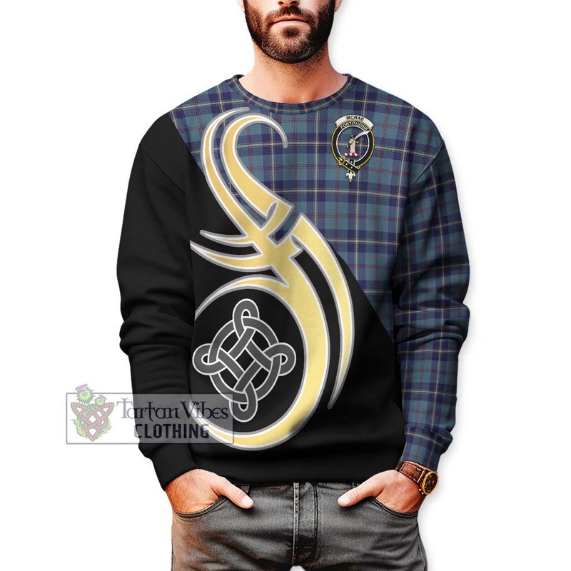 McRae of America Tartan Sweatshirt with Family Crest and Celtic Symbol Style