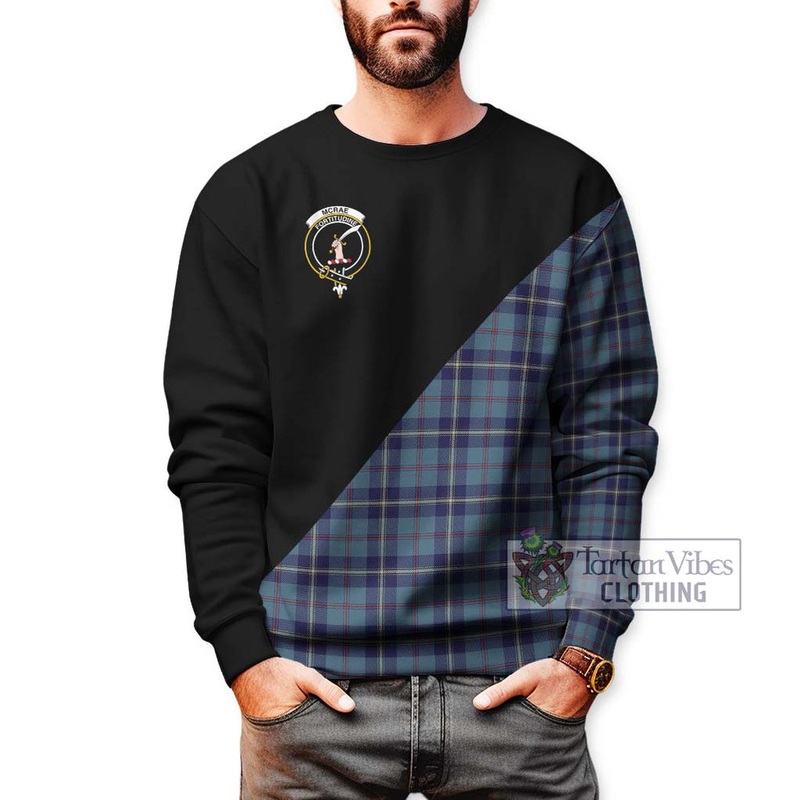 McRae of America Tartan Sweatshirt with Family Crest and Military Logo Style