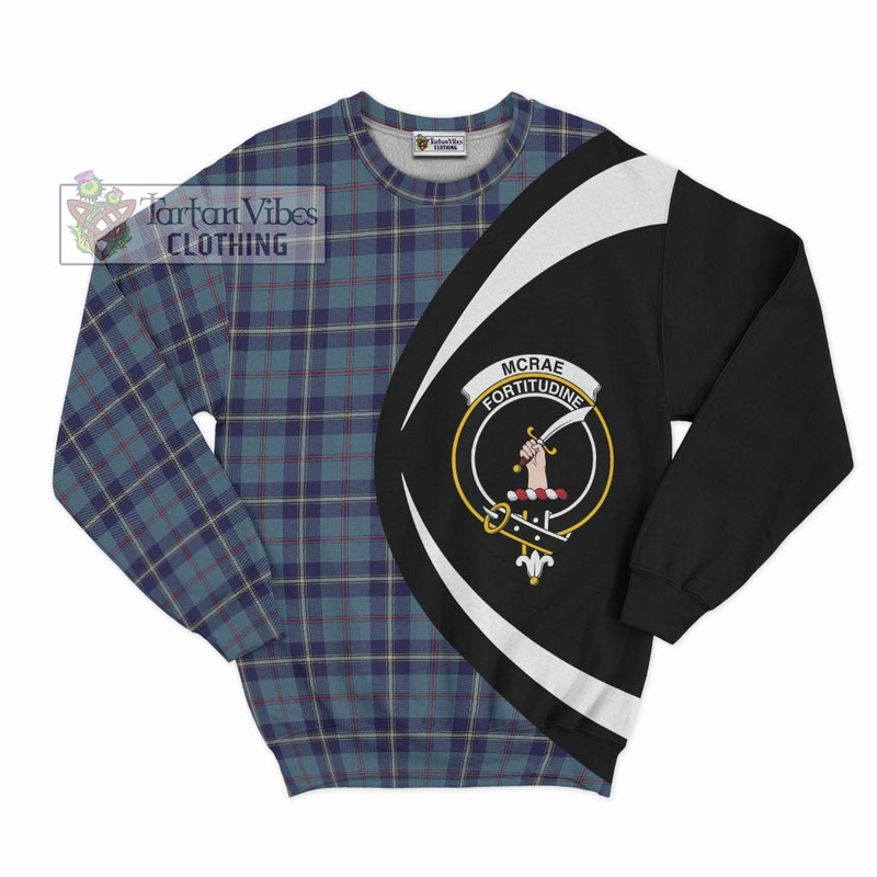 McRae of America Tartan Sweatshirt with Family Crest Circle Style