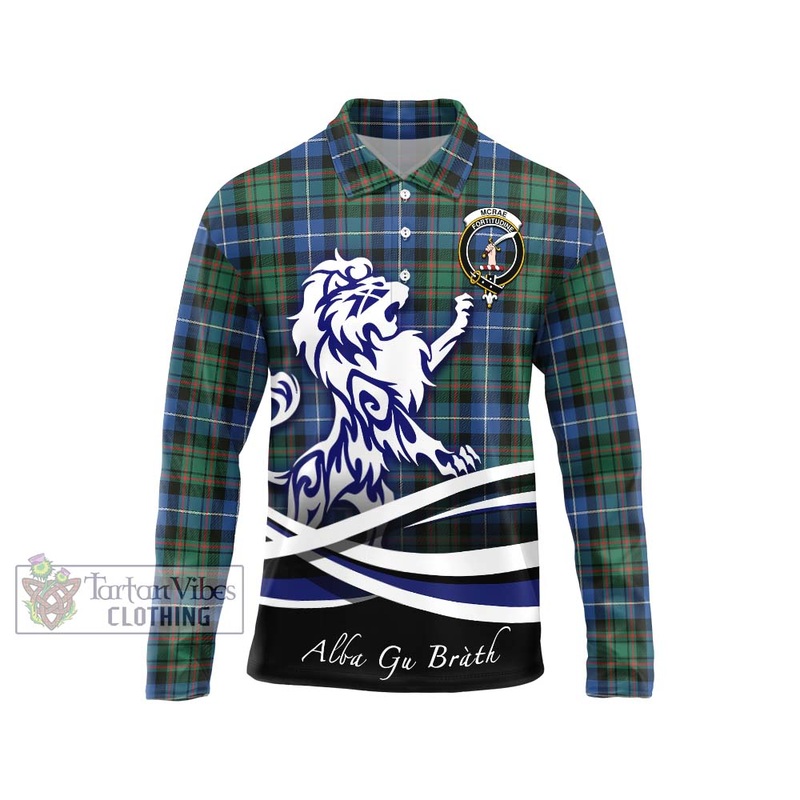 McRae Hunting Ancient Tartan Long Sleeve Polo Shirt with Alba Gu Brath Regal Lion Emblem